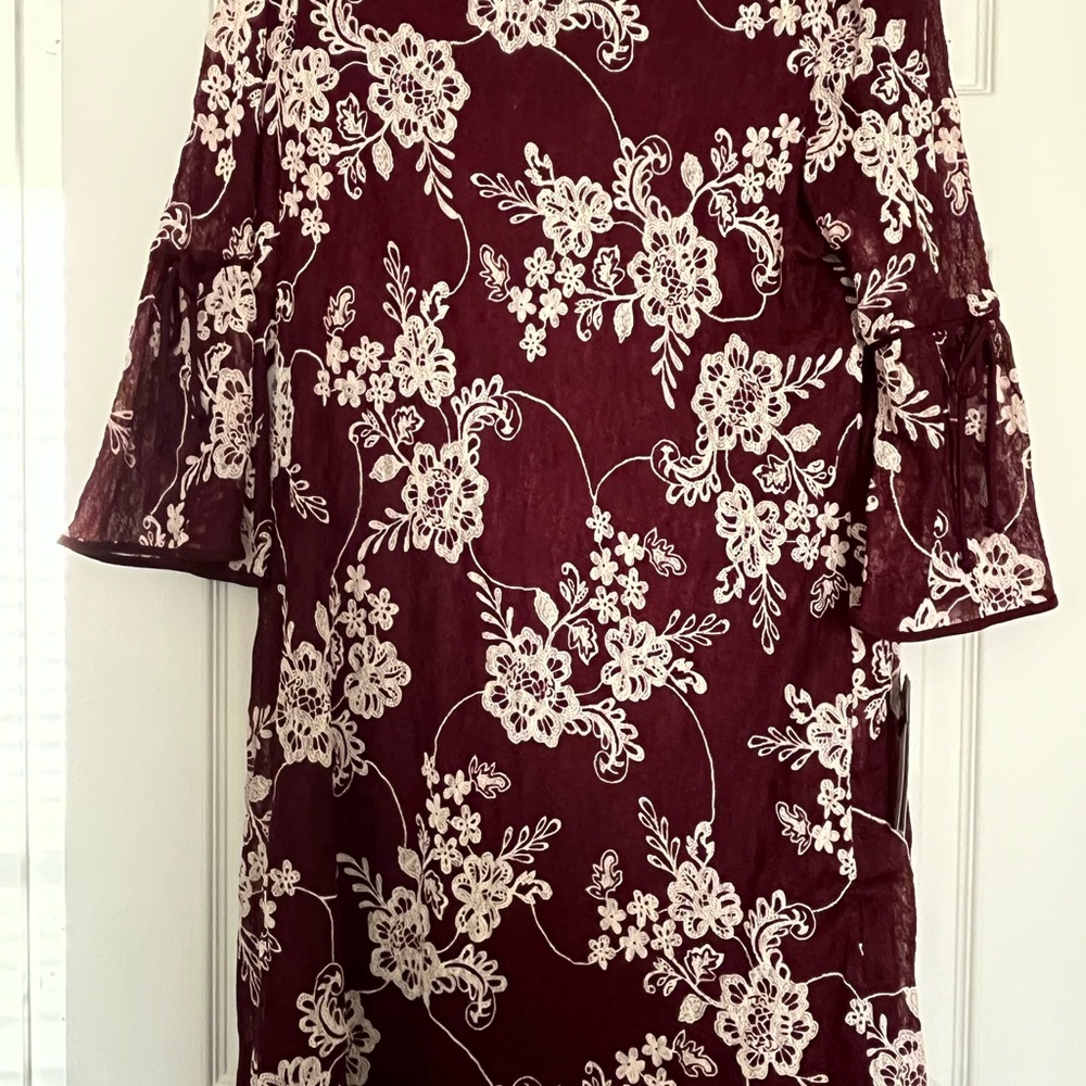 Studio One Burgundy and White Lace Dress